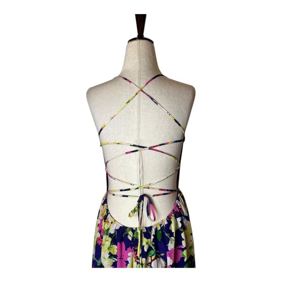 Yumi Kim Dress Women Large Silk Floral Summer Lovin Mulberry Orchard Lace Up - Picture 6 of 11